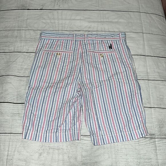 Johnnie-O Surfsuckers Seersucker Striped Shorts Cotton Pink Blue Stripes sz 14 - Picture 2 of 3